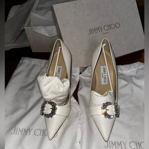 Jimmy Choo Ivory Leather Pumps- Cheri 85 size 37